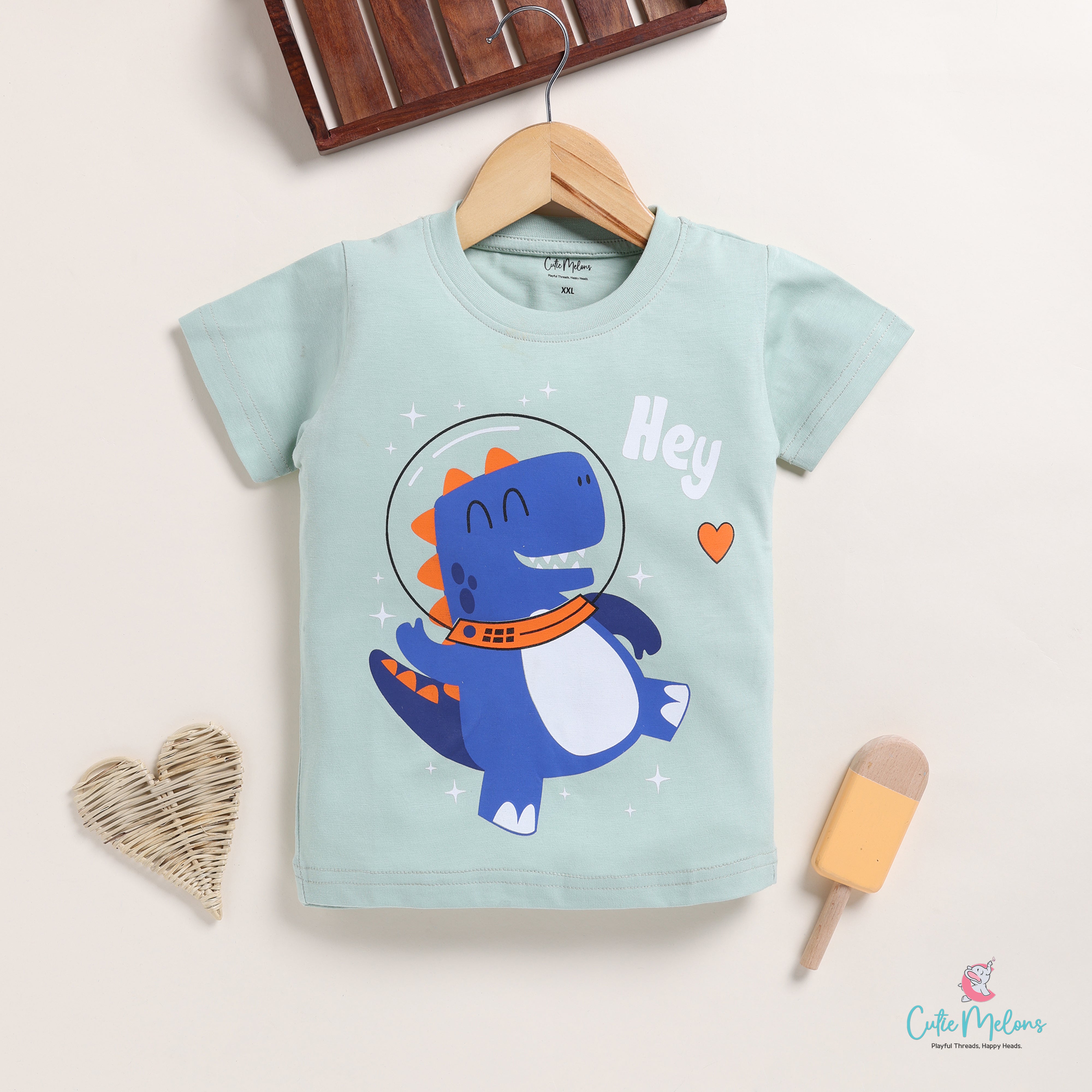 Hey Blue Dino Half Sleeves Unisex T-shirt